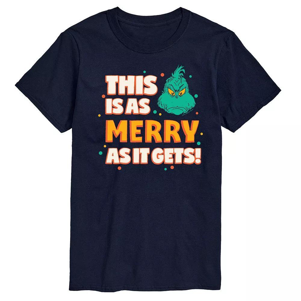 Big & Tall Dr. Seuss The Grinch As Merry As It Gets Graphic Tee, Mens Product Image