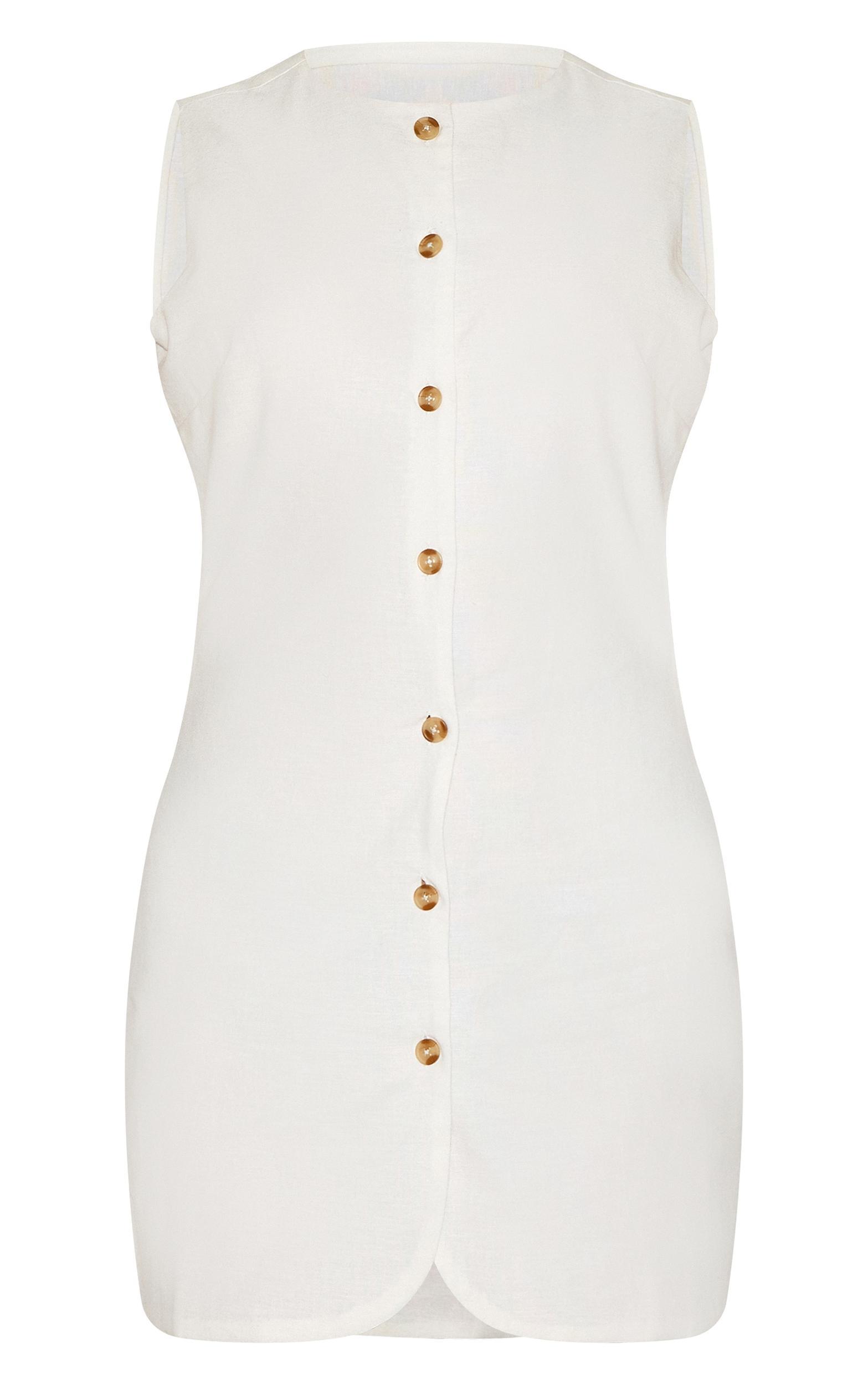 White Button Down Bodycon Dress Product Image