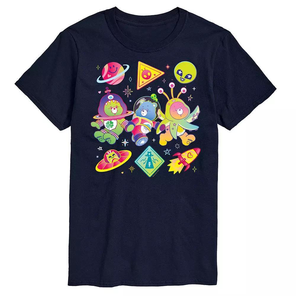 Mens Care Bears Space Grid Graphic Tee Blue Product Image