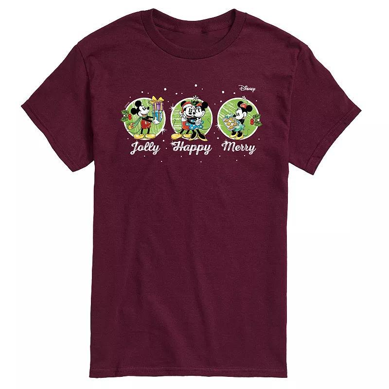 Disney's Mickey & Minnie Mouse Men's Jolly Happy Merry Graphic Tee, Size: XL, Red Product Image