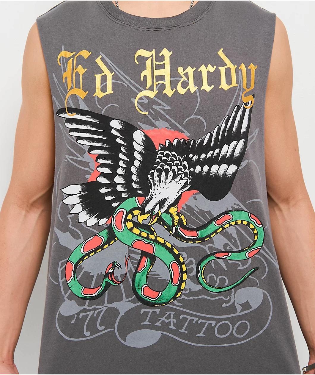 Ed Hardy DBD Eagle Vintage Grey Tank Top Product Image