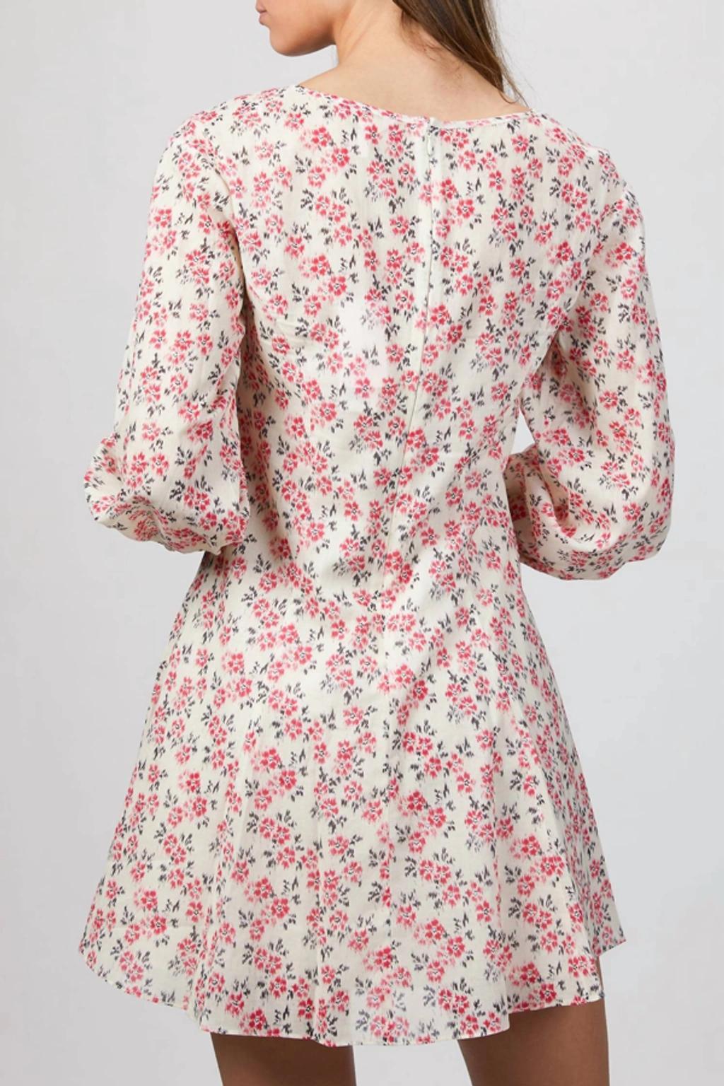 REBECCA TAYLOR Ikat Long Sleeeve Fleur Dress In Bone Combo In Multi Product Image