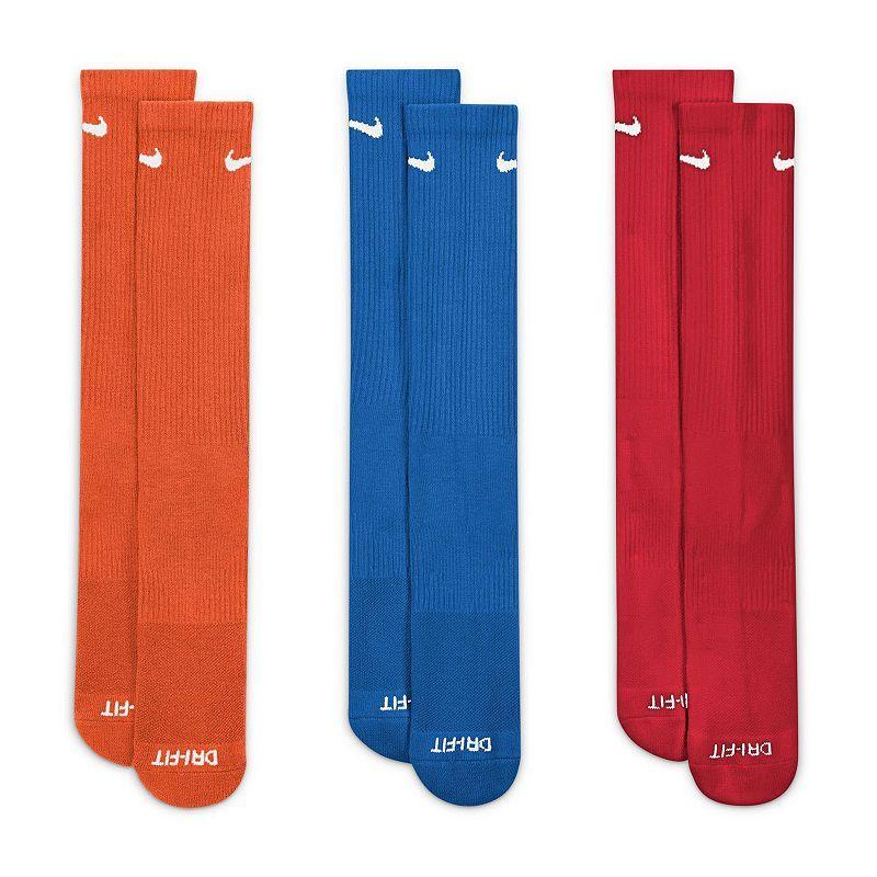 Men's Nike 3-pack Everyday Plus Cushion Ankle Training Socks, Size: 8-12, Orange Royal Red Product Image
