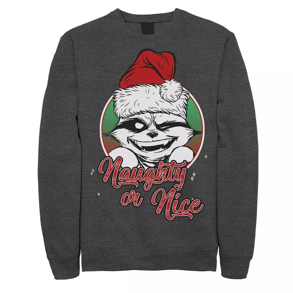 Men's Marvel Guardians of the Galaxy Naughty Or Nice Sweatshirt, Size: Medium, Grey Heather Product Image