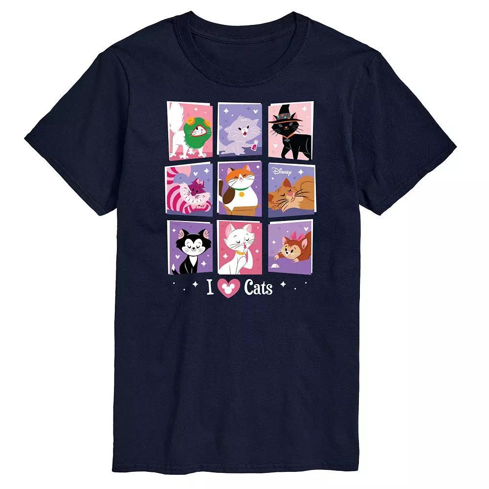 Disney's Men's Grid Of Assorted Cats Graphic Tee, Size: XS, Blue Product Image