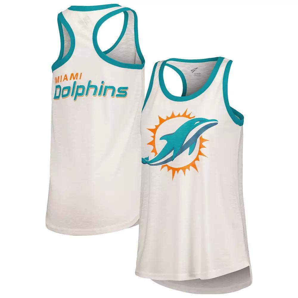 Women's G-III 4Her by Carl Banks White Miami Dolphins Tater Racerback Tank Top, Size: Medium Product Image