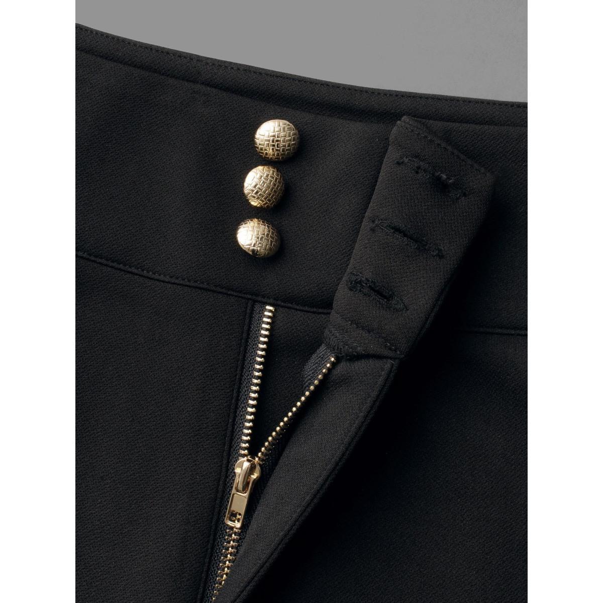 Plus Size Mid Rise Buckle Detail Skinny Pants Women Black Elegant Skinny Mid Rise Everyday Pants BloomChic 18-20/2X Product Image