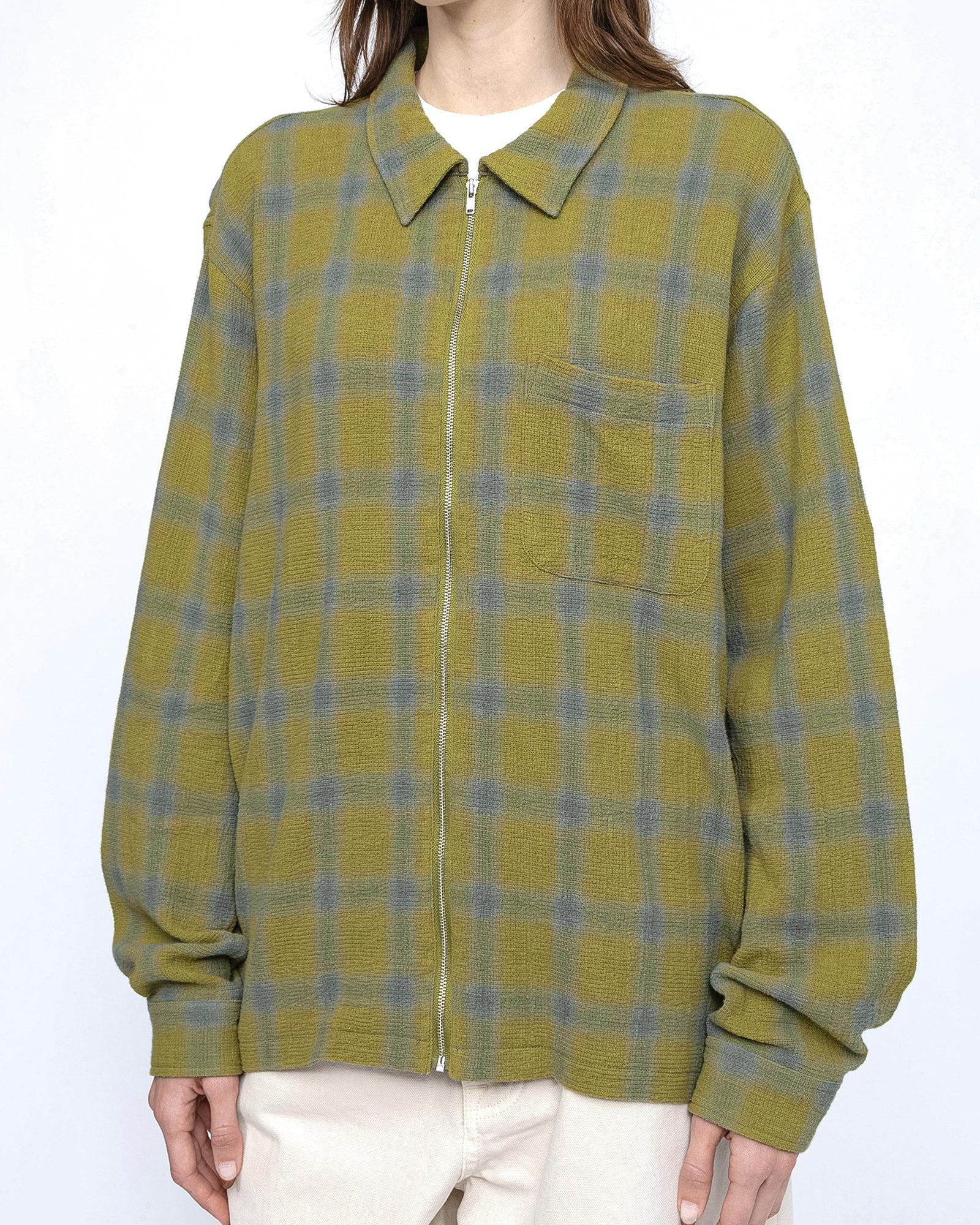 ZIP SHIRT TWISTED YARN PLAID Male Product Image