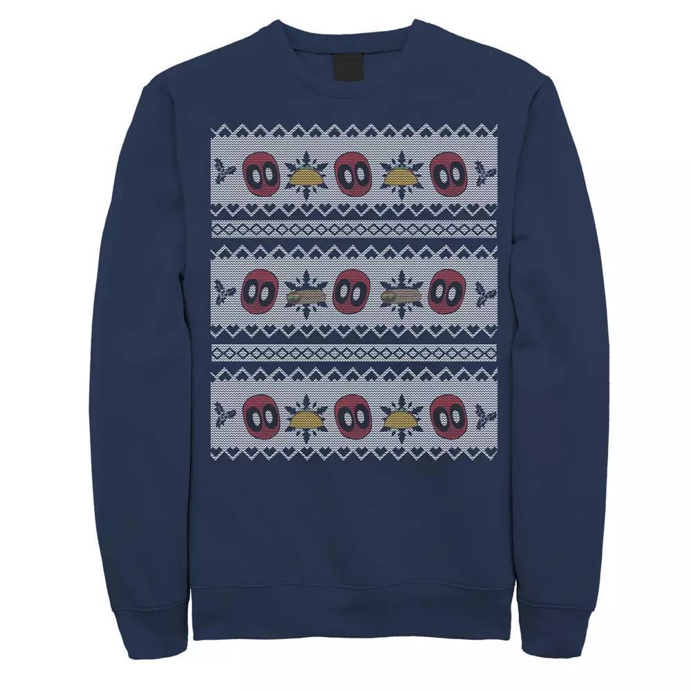 Men's Marvel Deadpool Chimichanga & Taco Ugly Christmas Sweater Fleece, Size: XL, Blue Product Image