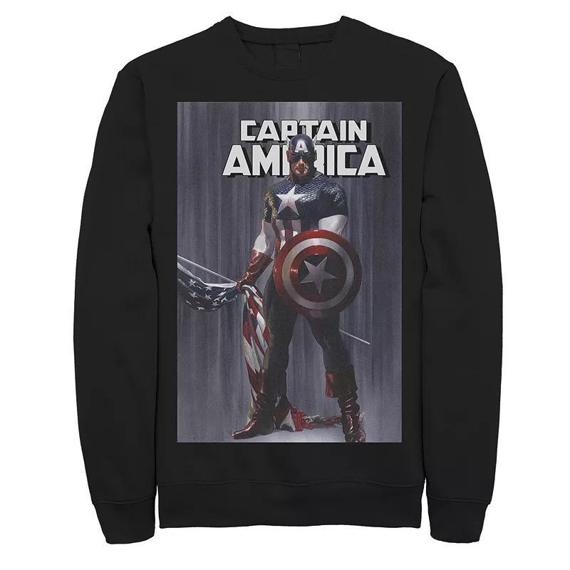 Juniors' Marvel Captain America Flag Poster Fleece, Girl's, Size: Large, Black Product Image