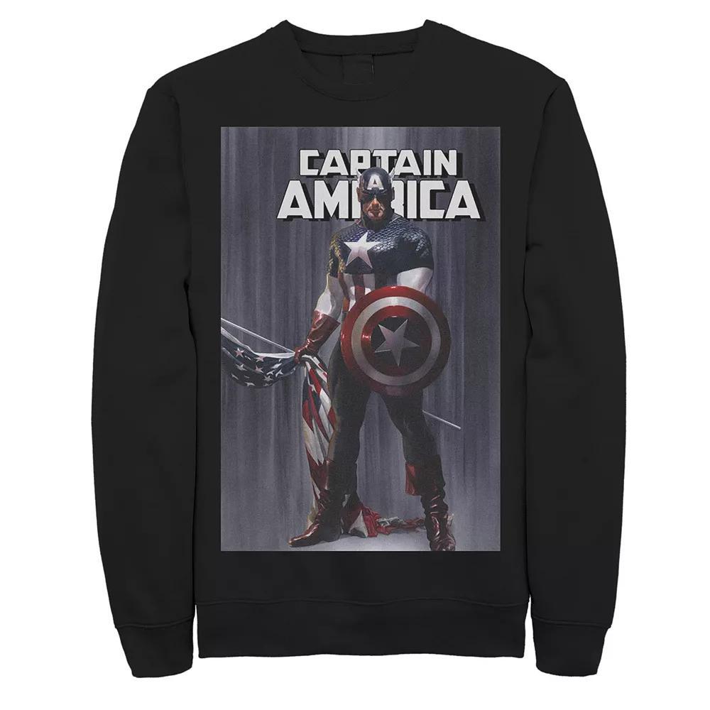 Juniors' Marvel Captain America Flag Poster Fleece, Girl's, Size: Large, Black Product Image