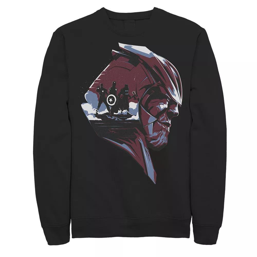 Men's Marvel Avengers: Endgame Thanos Head Silhouette Sweatshirt, Size: Small, Black Product Image