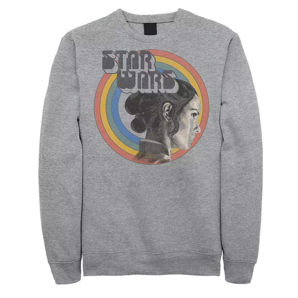 Men's Star Wars The Rise of Skywalker Rey Vintage Rainbow Fleece Graphic Top, Size: Medium, Athletic Grey Product Image