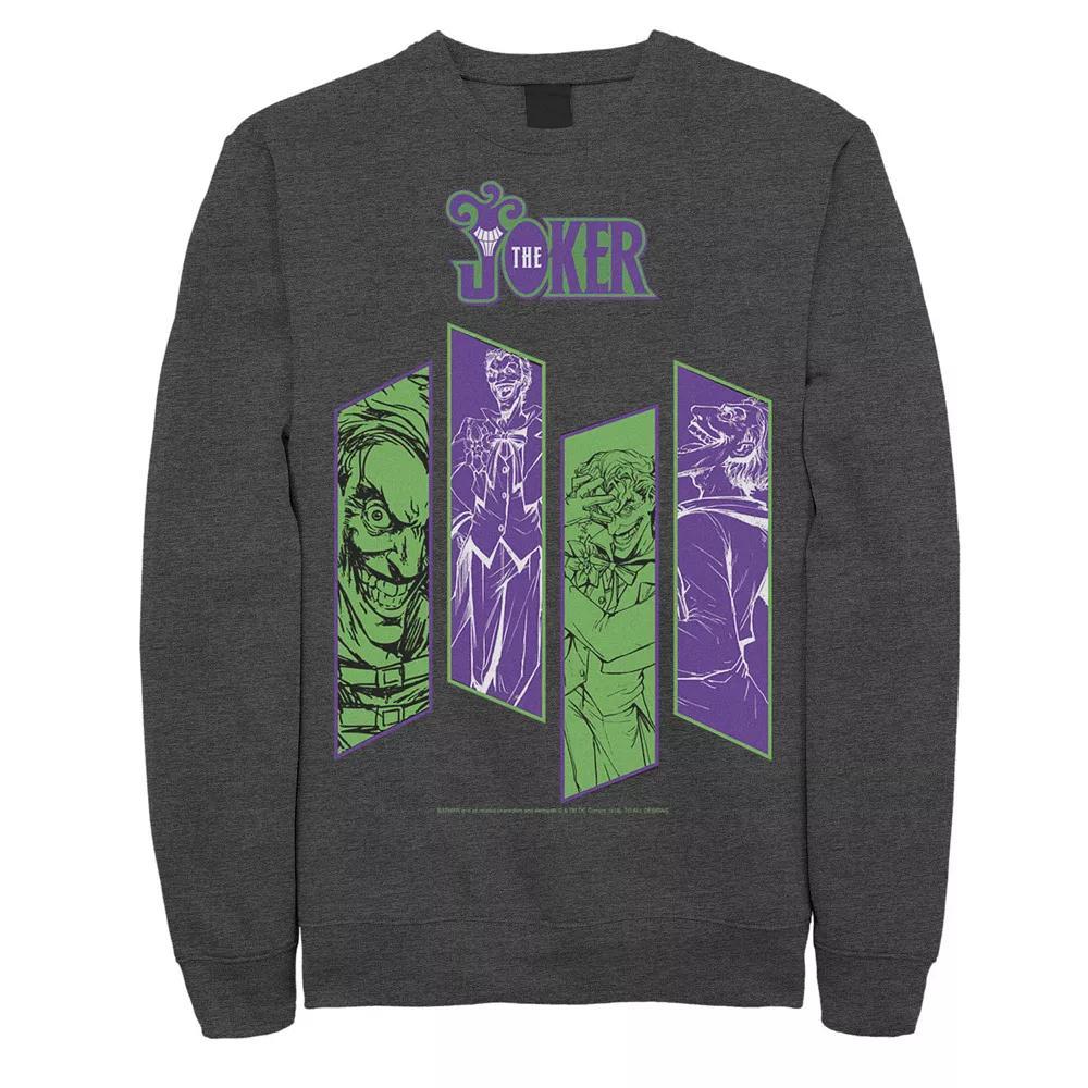Men's DC Comics The Joker Portrait Panels Graphic Fleece Pullover, Size: Large, Grey Heather Product Image