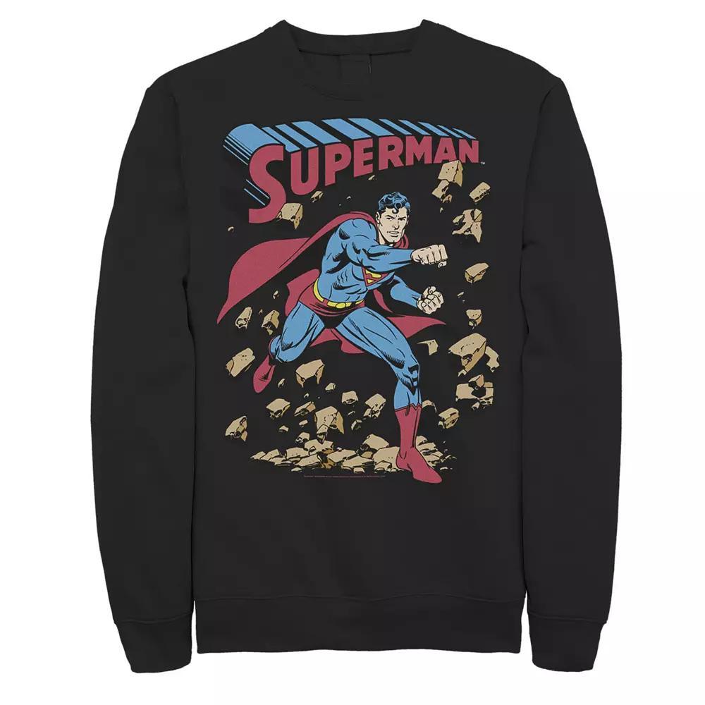Men's DC Comics Superman Smash Rocks Vintage Poster Sweatshirt, Size: Small, Athletic Grey Product Image
