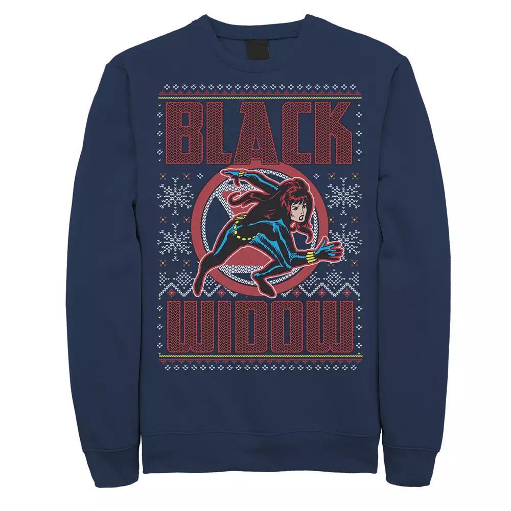Men's Marvel Black Widow Ugly Christmas Sweatshirt, Size: Large, Blue Product Image
