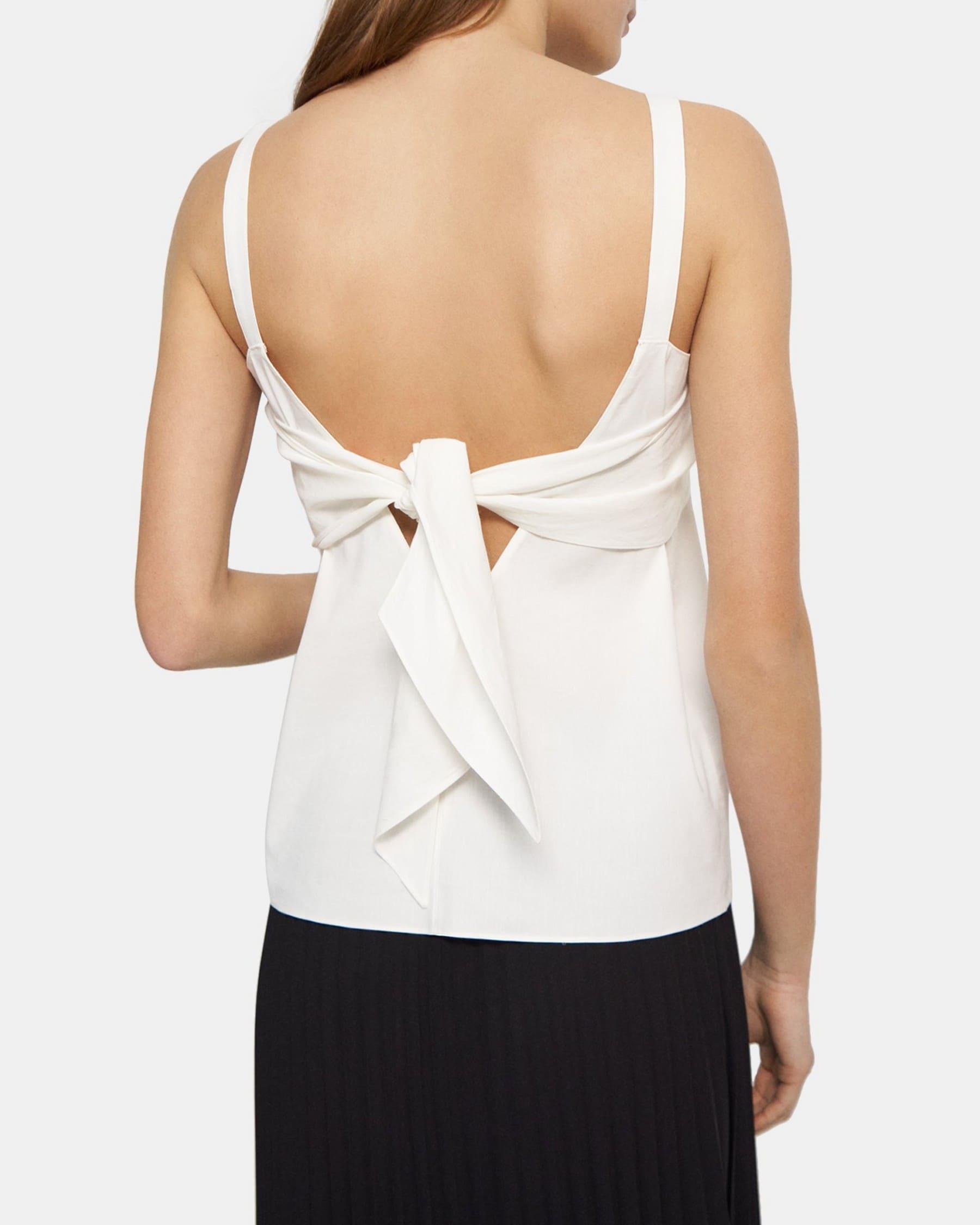 Tie-Back Top in Stretch Linen Product Image