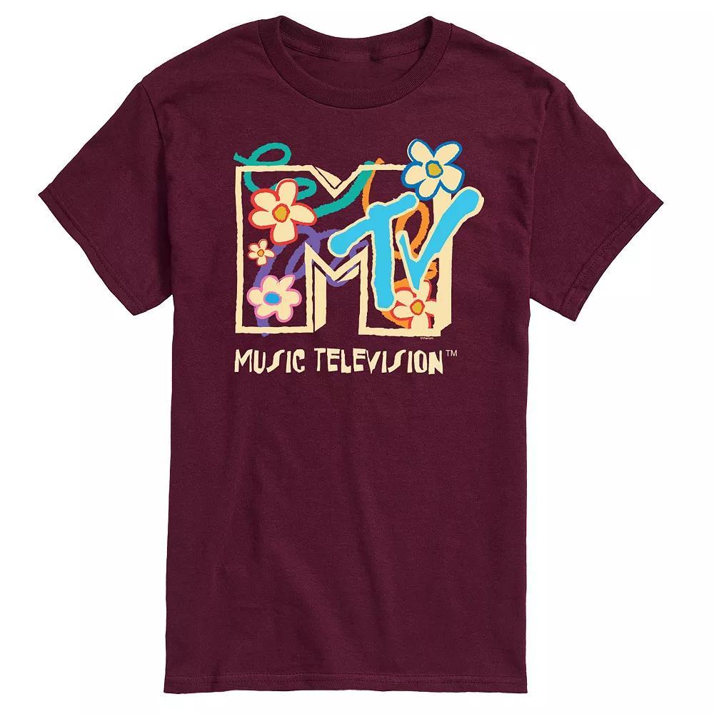 Big & Tall MTV Floral Logo Graphic Tee, Men's, Size: Large Tall, Black Product Image