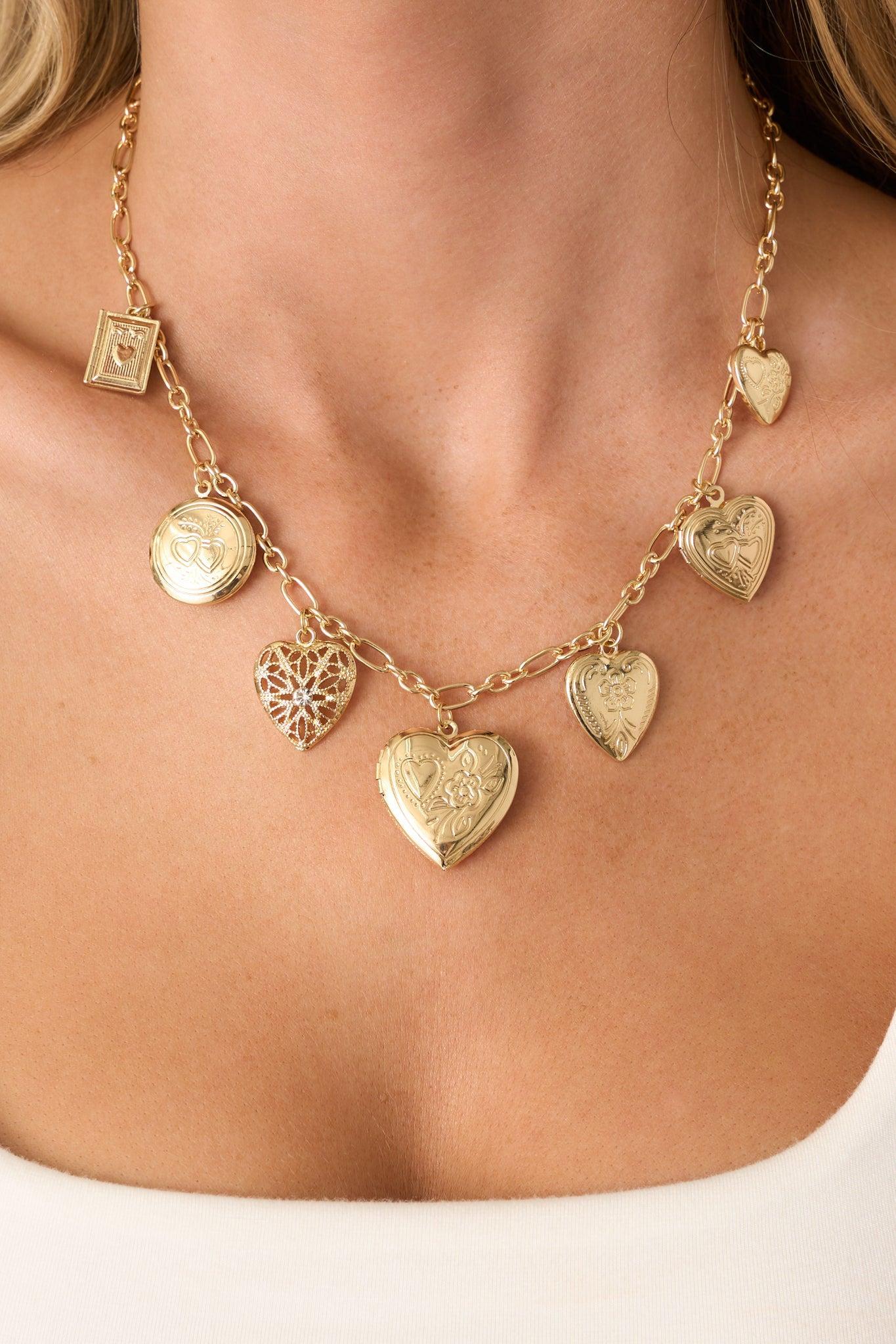 Find Your Happy Place Gold Locket Charm Necklace Product Image