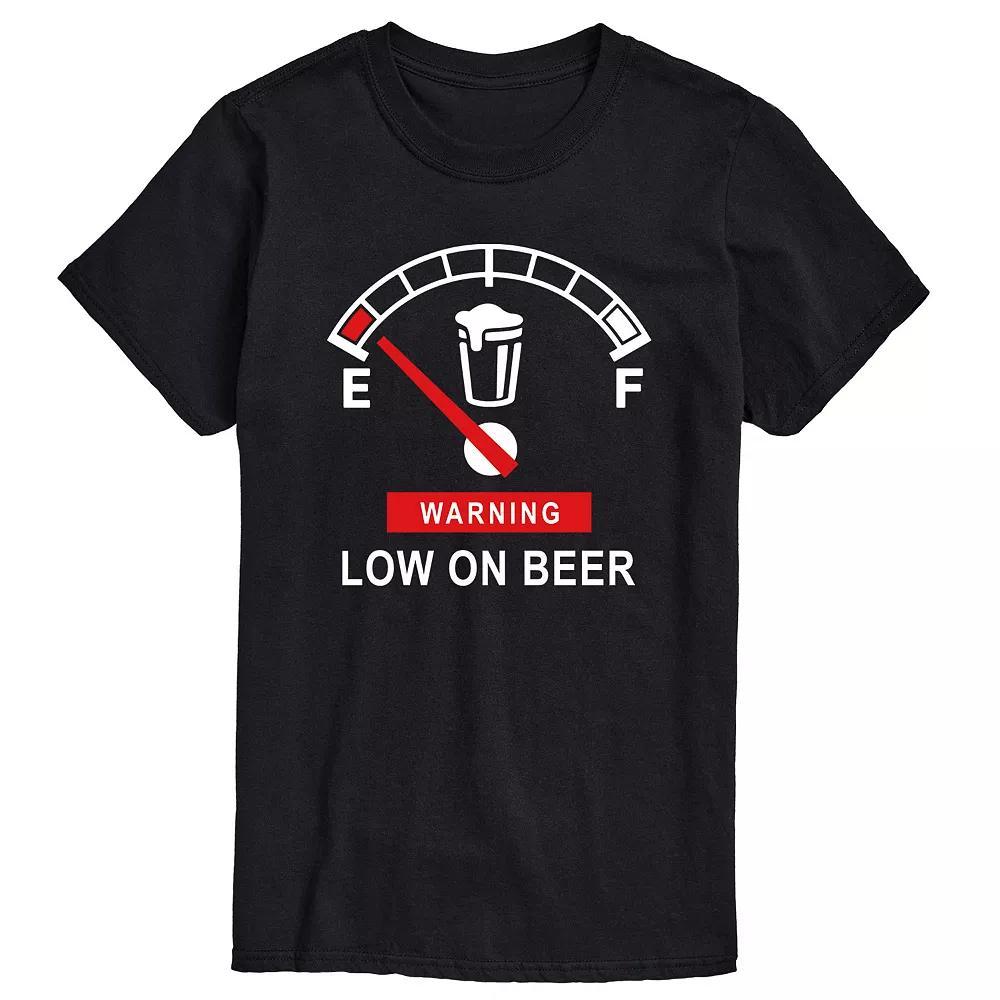 Mens Warning Low On Beer Graphic Tee Product Image