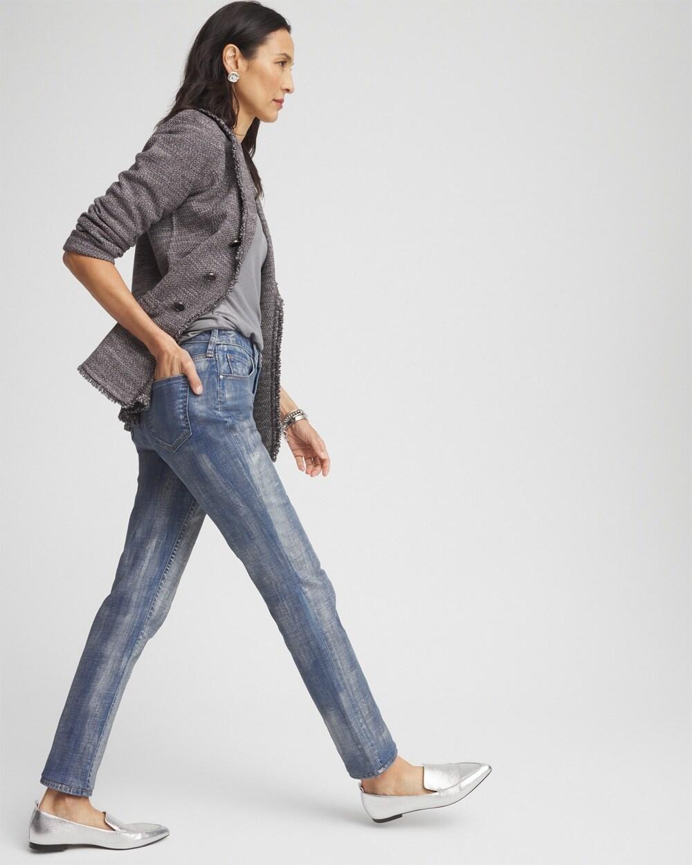 Girlfriend Silver Coated Ankle Jeans Product Image