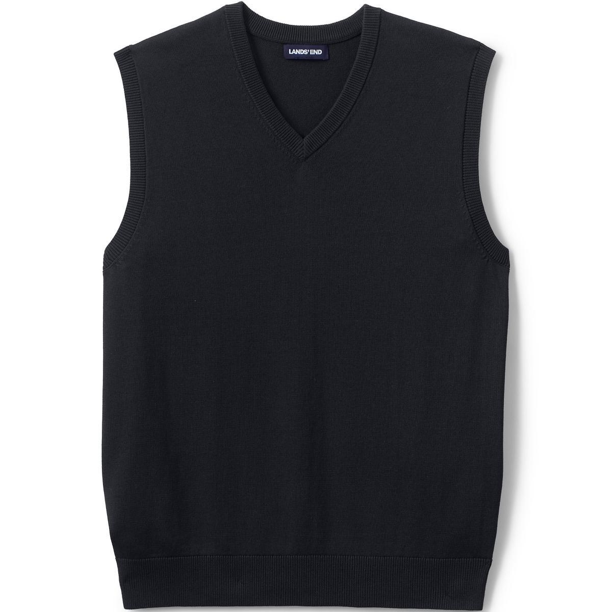 Mens Lands End School Uniform Fine Gauge Sweater Vest Classic Blue Product Image