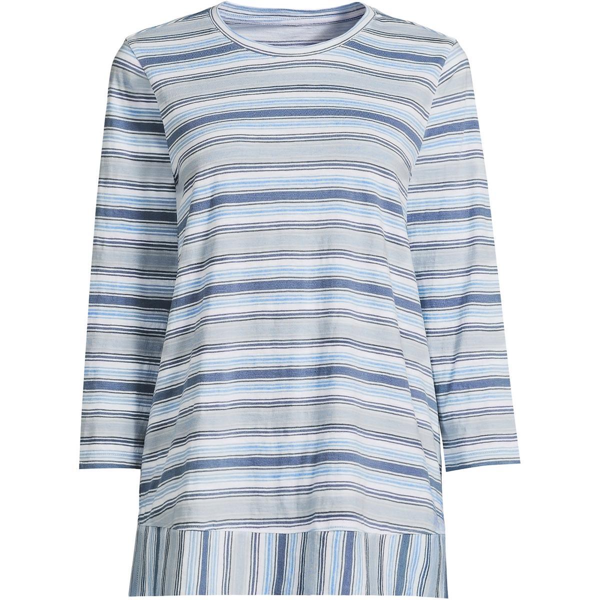Women's Lands' End Slub Jersey Swing Tunic, Size: XS, White Black Stripe Product Image