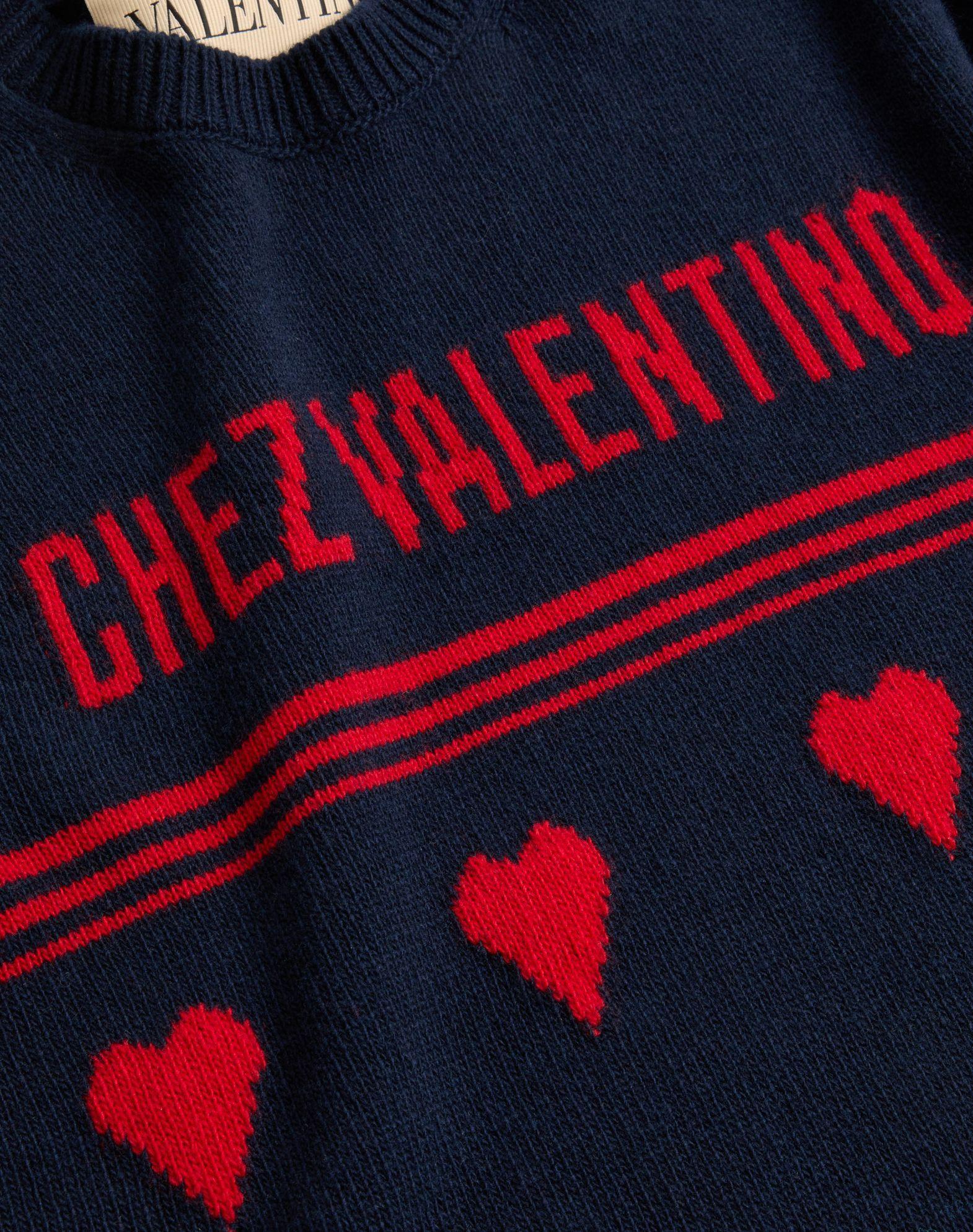 Wool Sweater With Chez Valentino Jacquard Motif Product Image