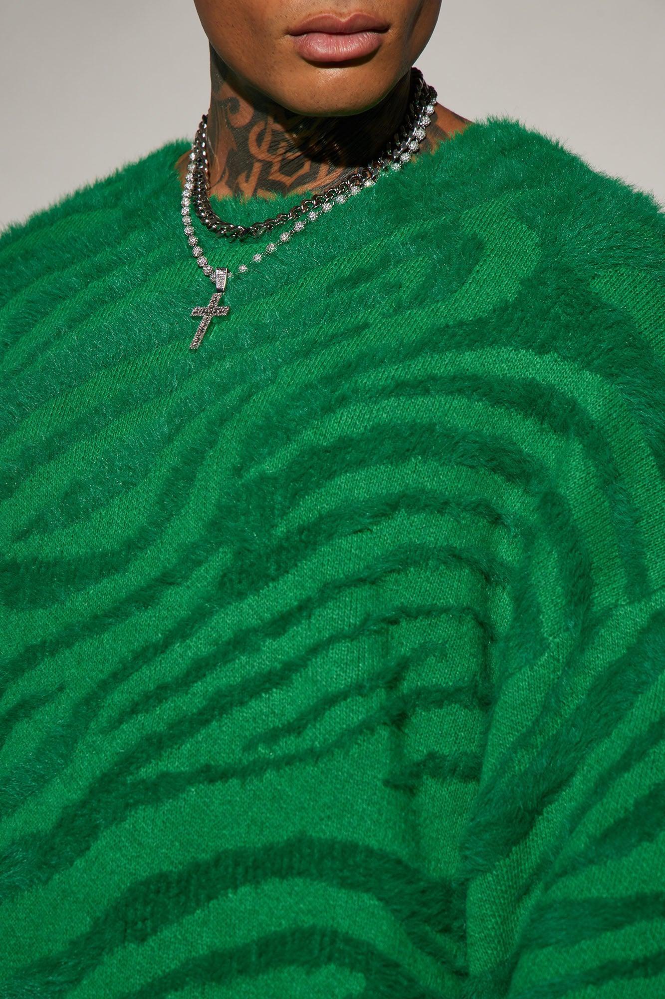 Textured Crewneck Sweater - Green Product Image