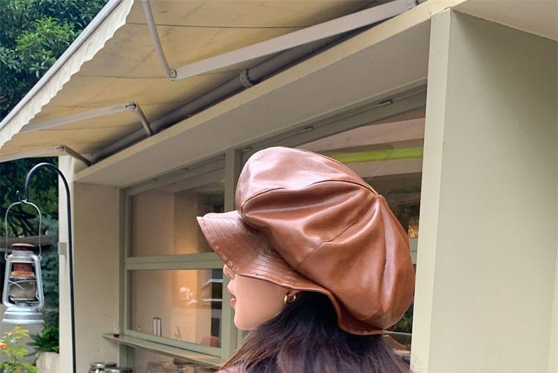 Faux Leather Newsboy Hat Product Image