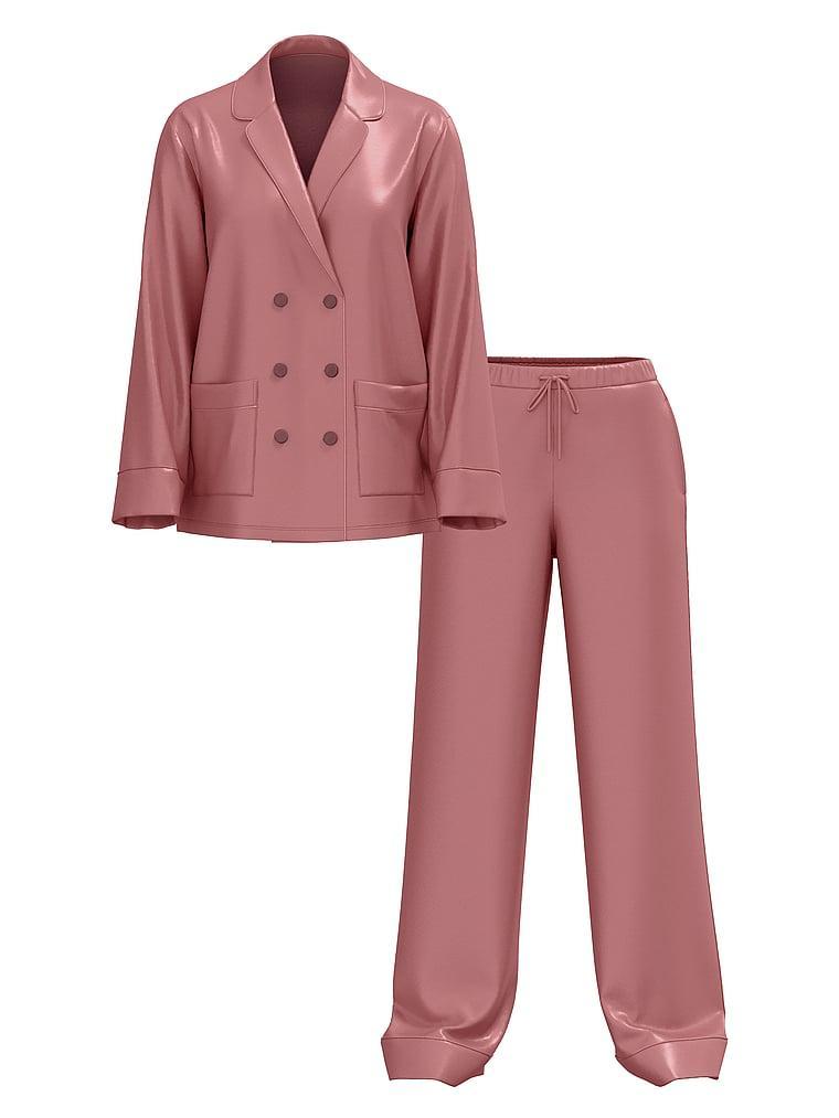 Luxe Satin Double -Breasted Long Pajama Set Product Image