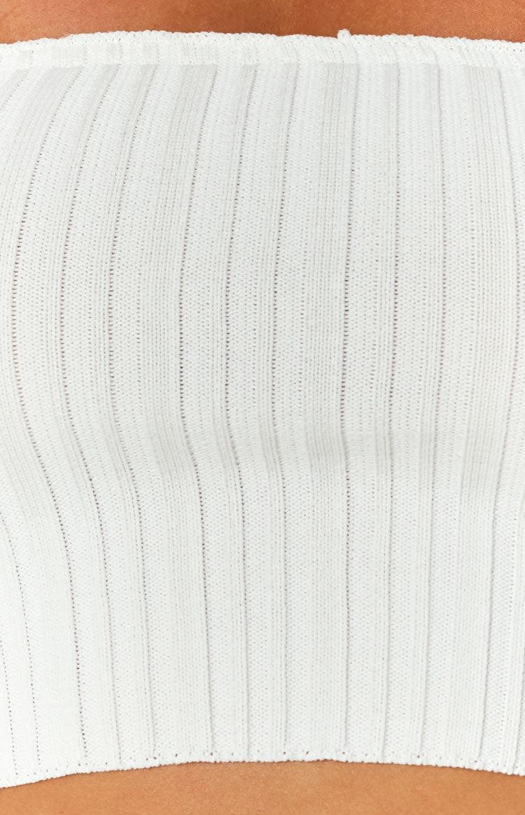 Summertime White Knit Bandeau Top Product Image