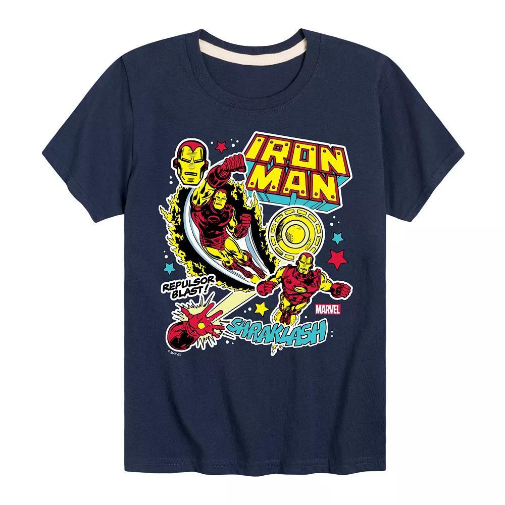 Boys 8-20 Marvel Iron Man Stickers Graphic Tee, Boys Blue Product Image