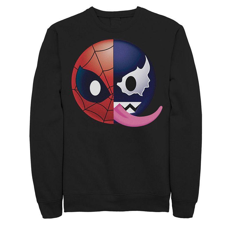 Men's Marvel Spiderman Half Spidey Half Venom Emoji Fleece Pullover, Size: Large, Black Product Image