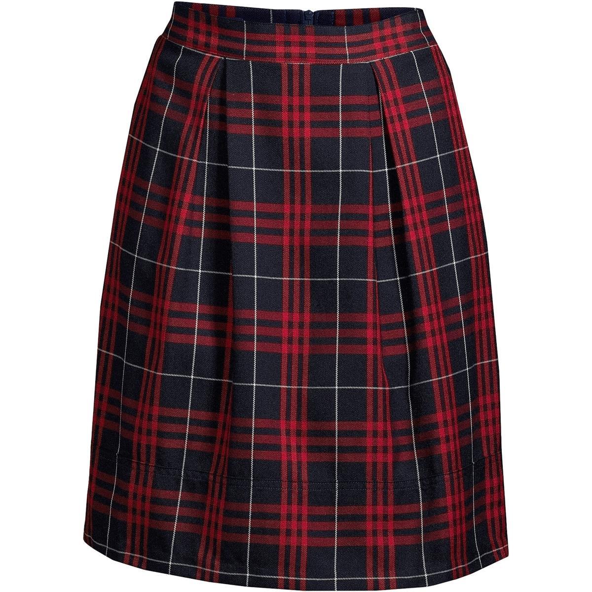 Womens Lands End Plaid Top of Knee Length Pleated Skort Classic Blue Plaid Product Image