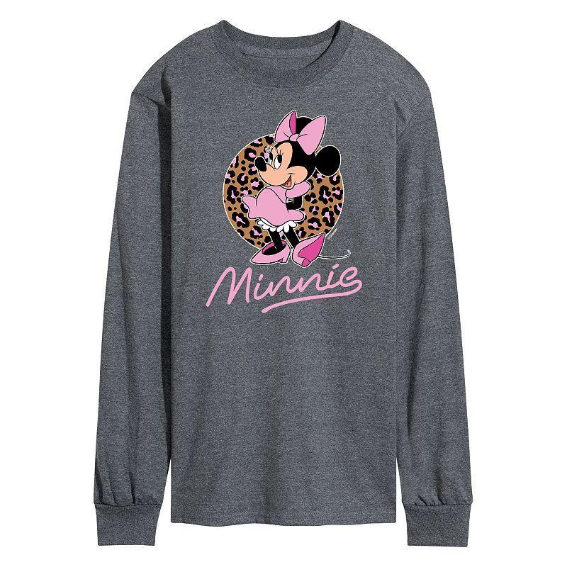 Disney's Minnie Mouse Men's Leopard Long Sleeve Graphic Tee, Size: XXL, Gray Product Image