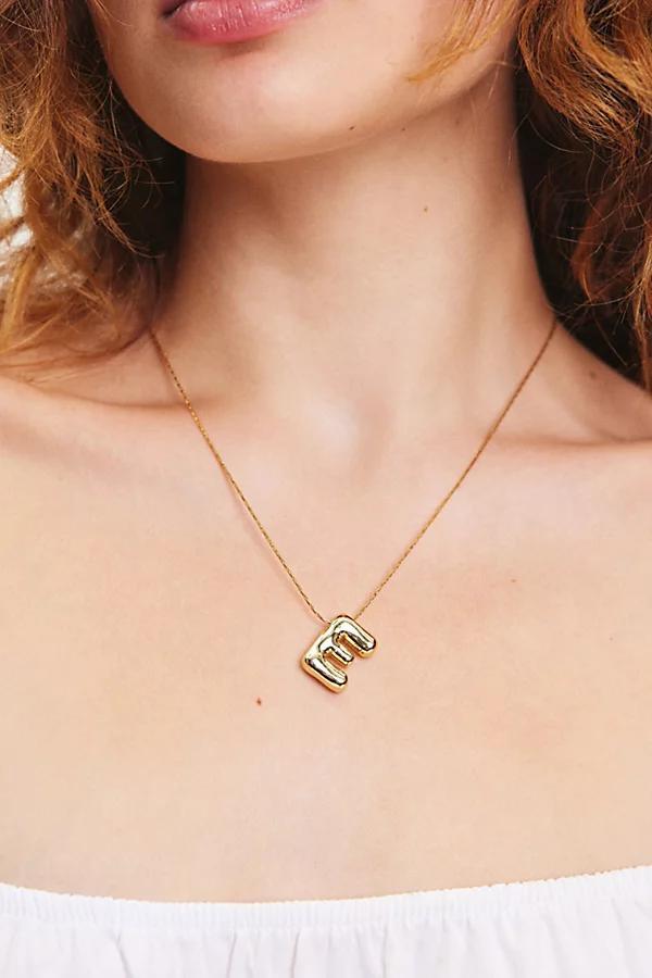 14k Gold Plated Bubble Initial Charm Necklace, Womens at Urban Outfitters Product Image