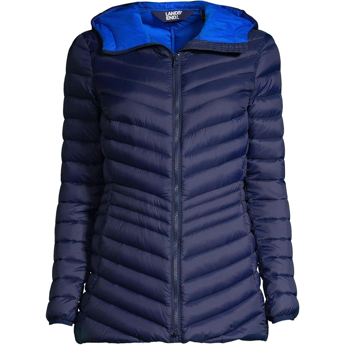 Petite Lands' End Wanderweight Ultralight Hooded Packable Down Jacket, Women's, Size: XS Petite, Black Product Image