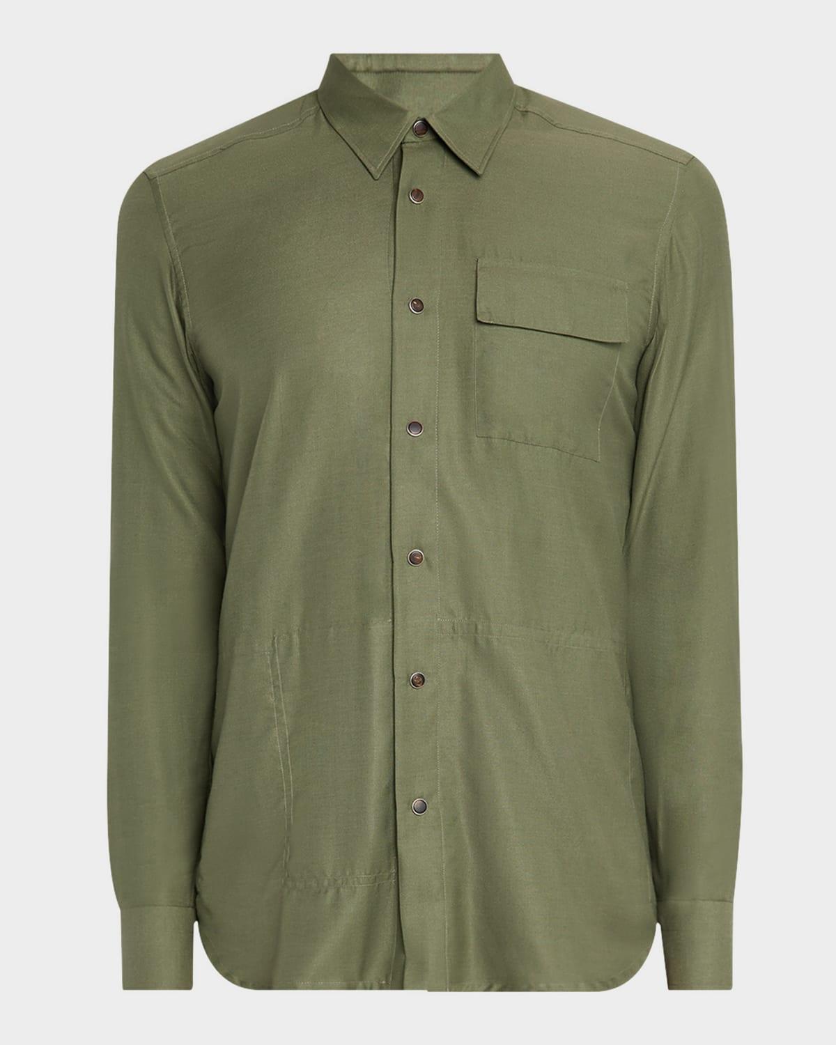 Mens Cotton and Silk Snap-Front Overshirt Product Image