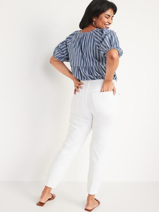 Mid-Rise Button-Fly Slouchy Taper Crop Jeans Product Image
