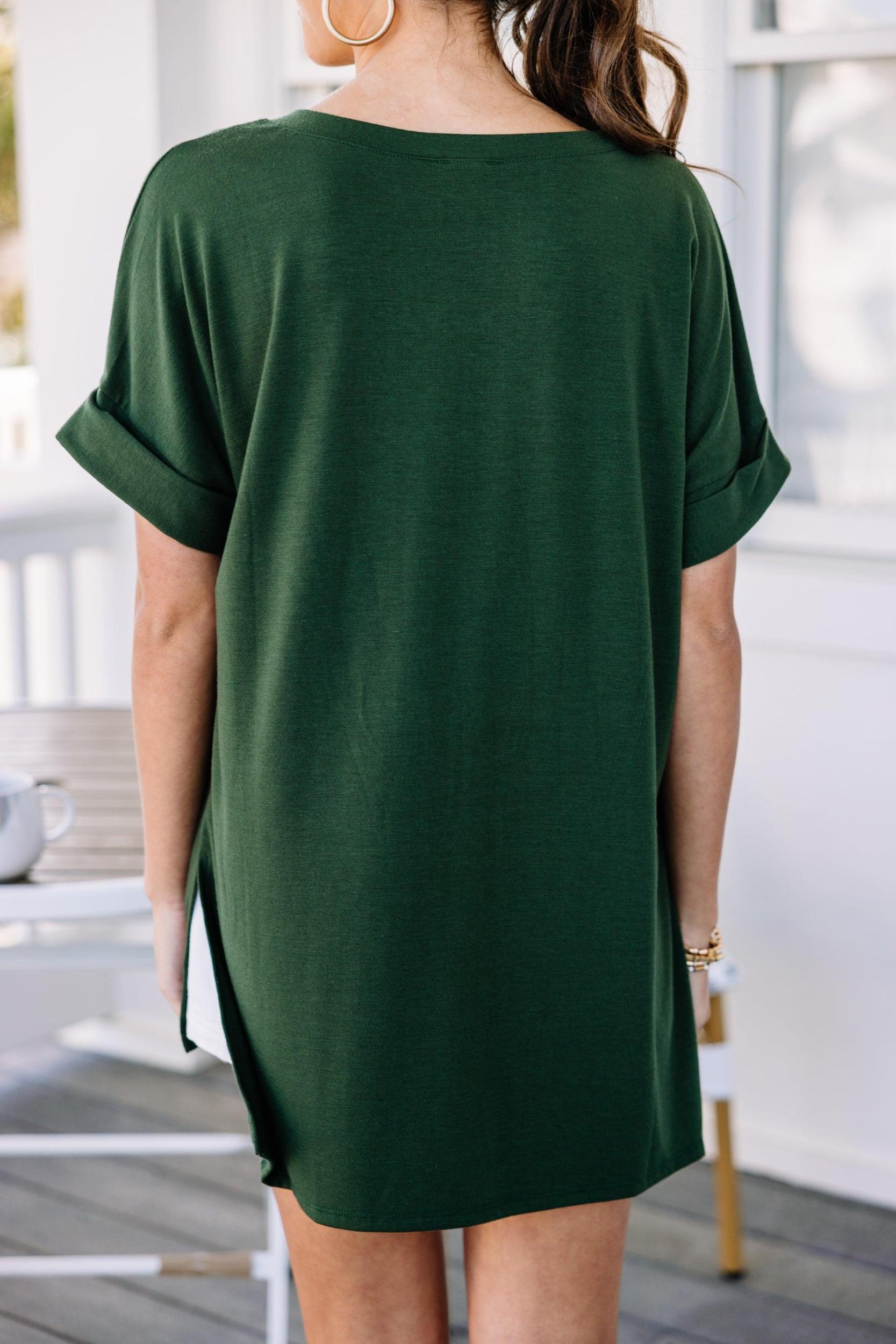 Make Your Life Easy Army Green V-neck Top Female Product Image