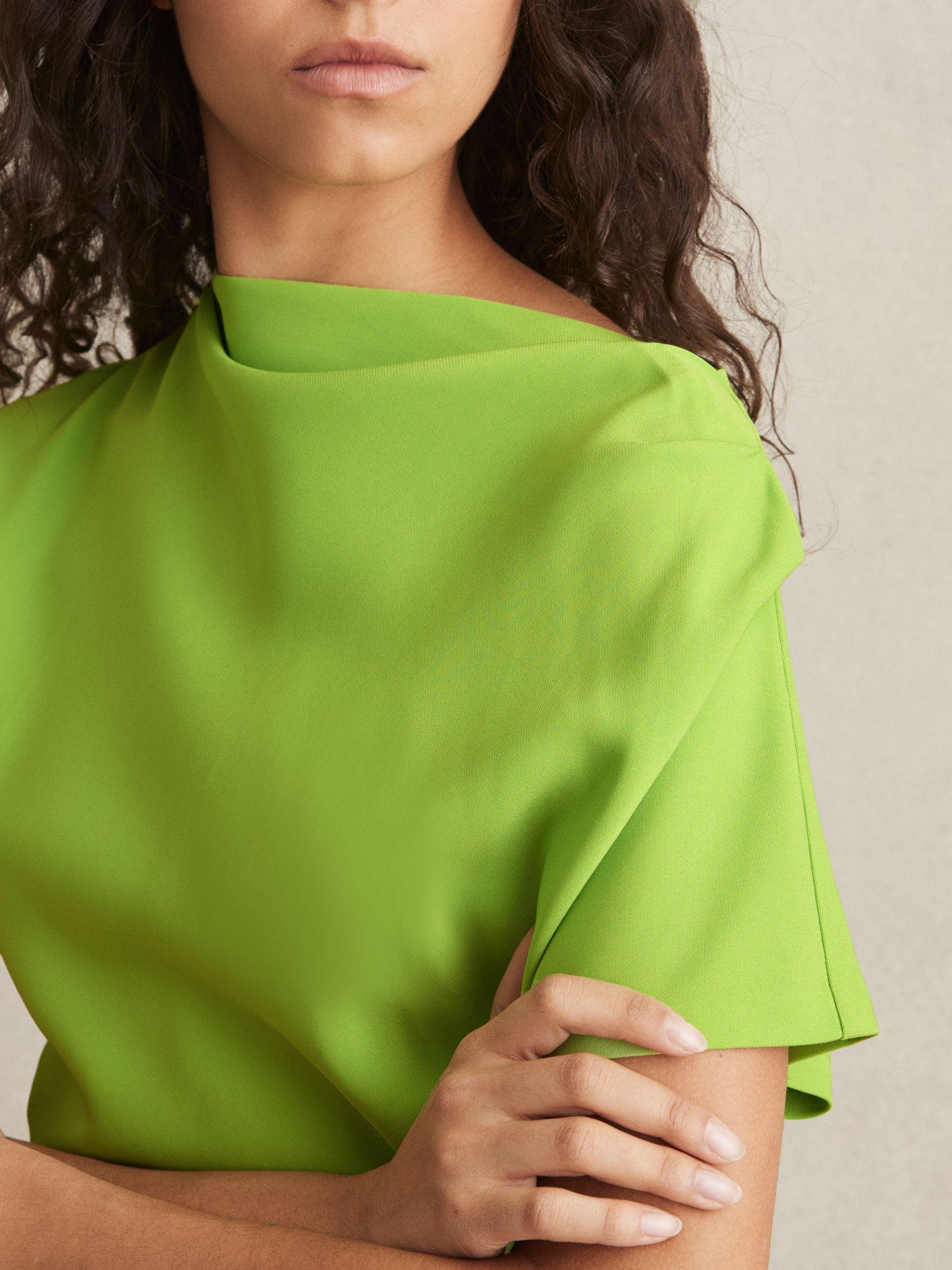 Asymmetric Ruched Mini Dress in Green Product Image