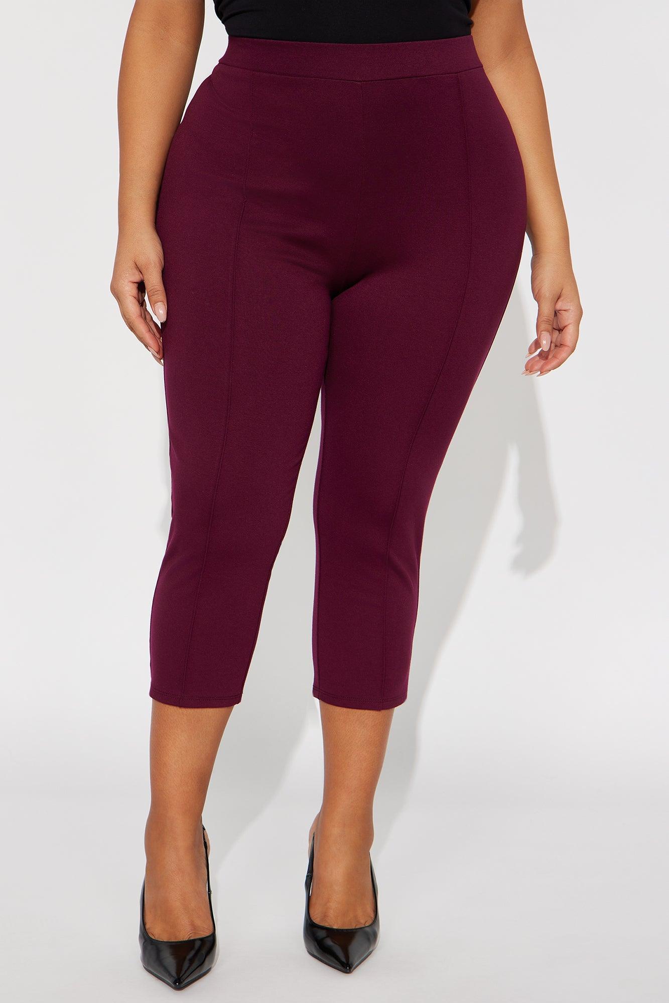 Daniella Pintuck Ponte Capri Legging - Burgundy Product Image
