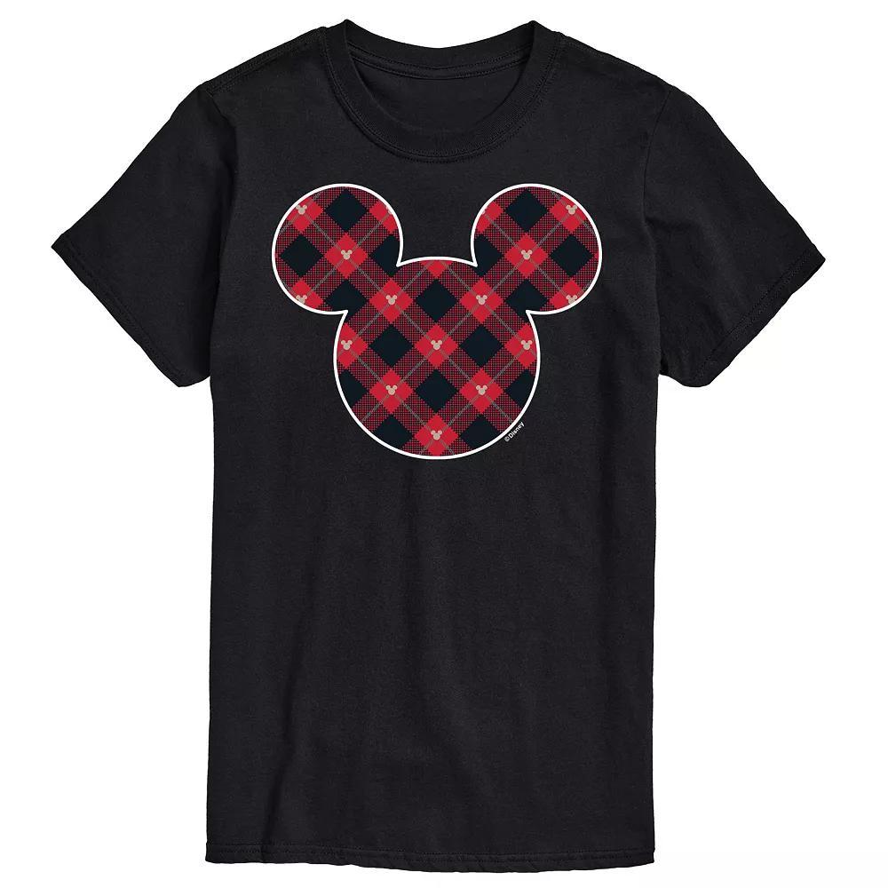 Disney's Mickey Mouse Men's Silhouette Plaid Fill Graphic Tee, Size: Small, Black Product Image