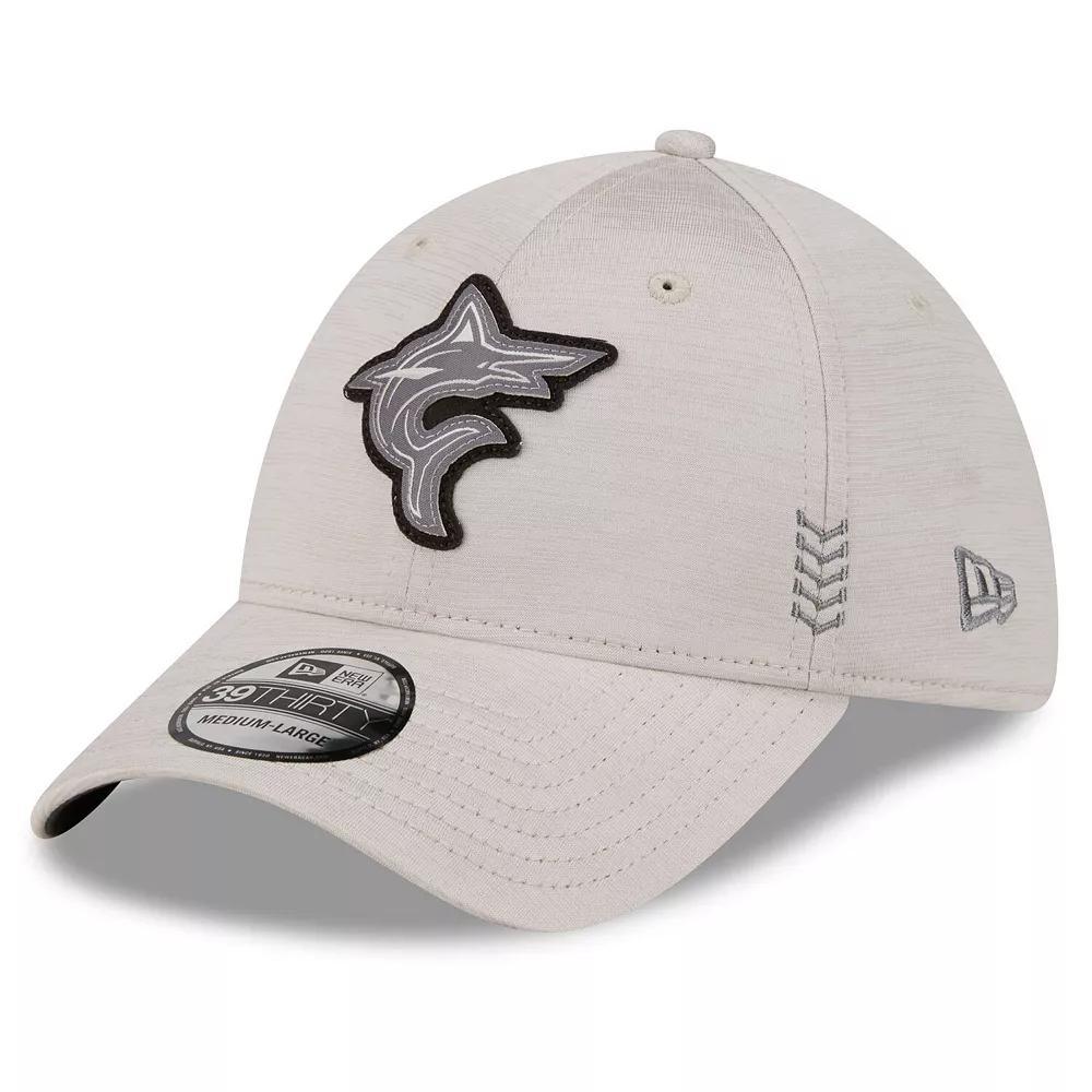 Men's New Era  Cream Miami Marlins 2024 Clubhouse 39THIRTY Flex Fit Hat, Size: Small/Medium, Beige Product Image
