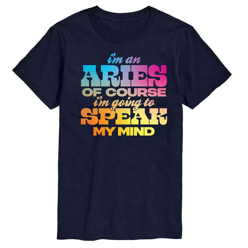 Mens Aries Speak My Mind Graphic Tee Blue Product Image