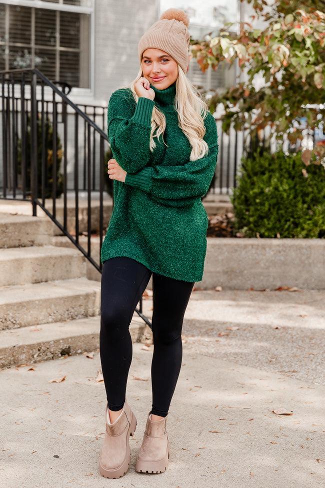 Haven't You Heard Hunter Green Turtleneck Sweater FINAL SALE Product Image