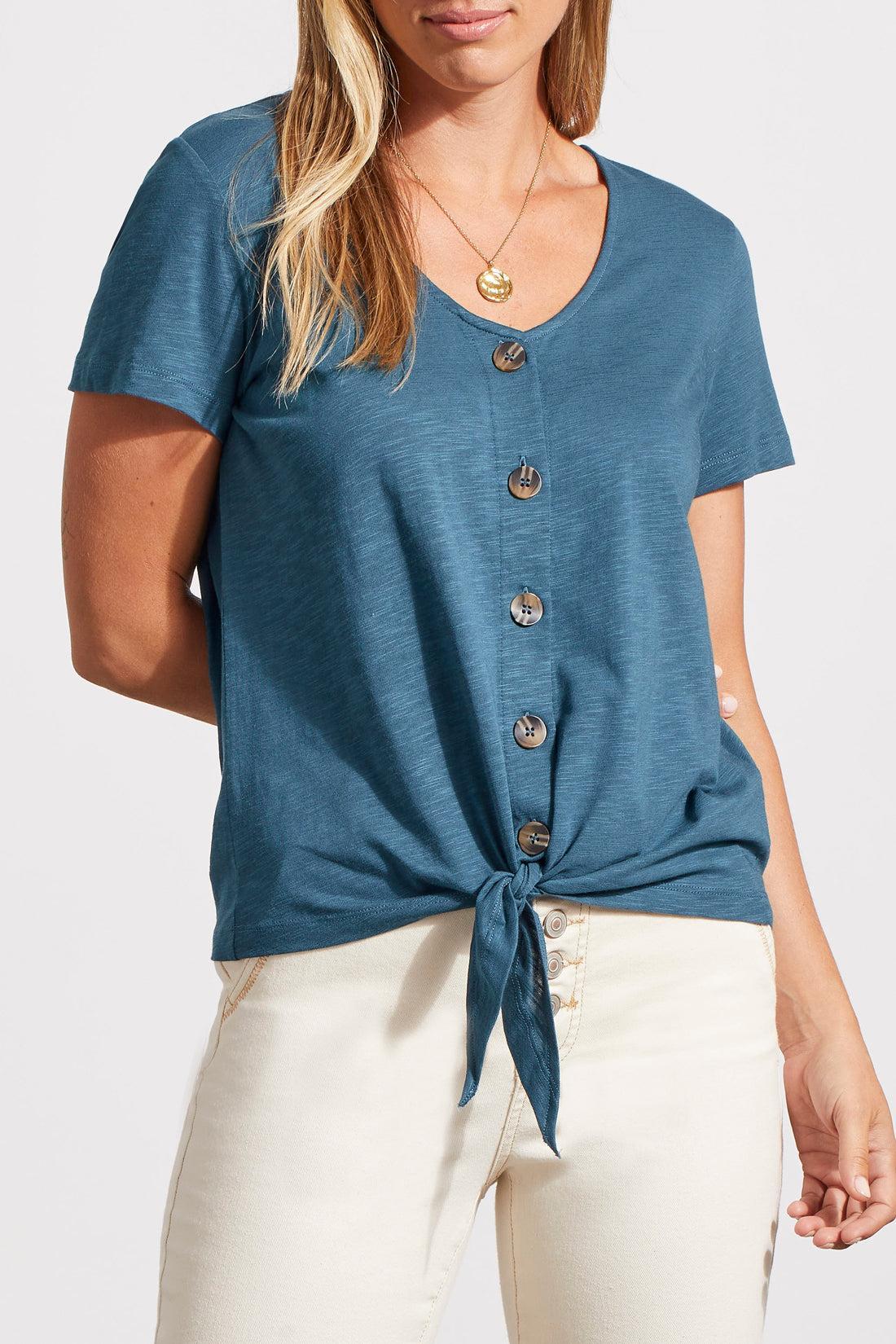 Button Knot-Hem Top Product Image