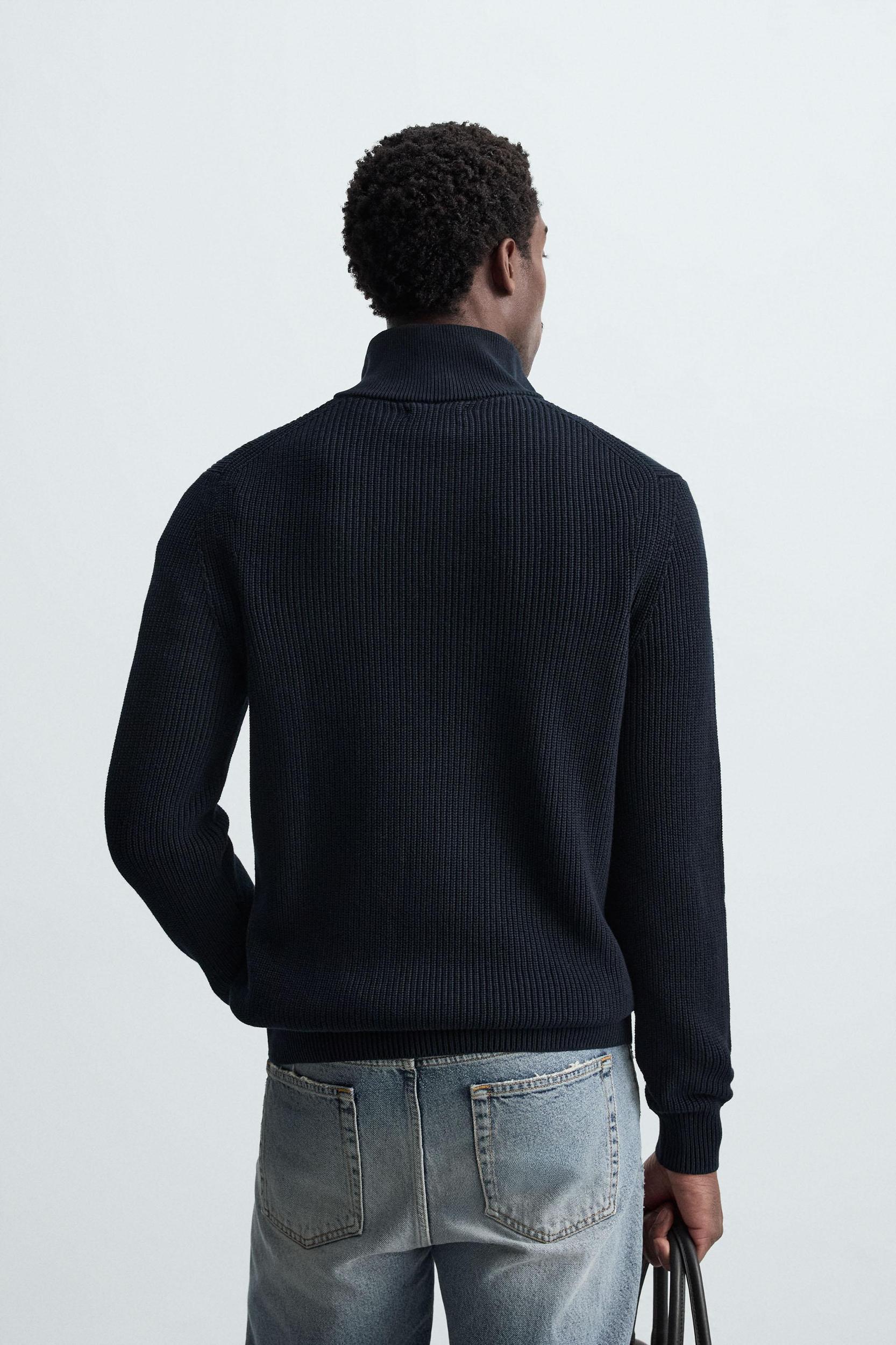 ZIPPERED PURL KNIT SWEATER Product Image