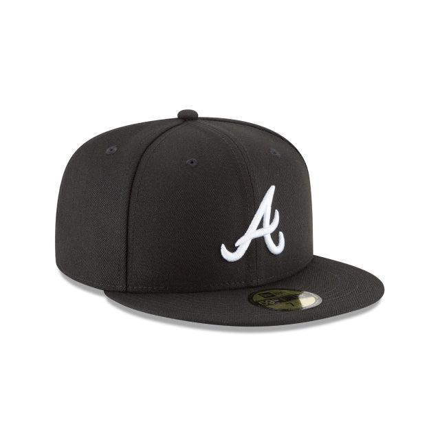 Atlanta Braves Black and White Basic 59FIFTY Fitted Hat Male Product Image